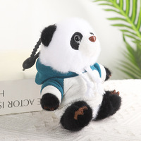 Mainan Songshan Grosir Boneka Hewan Berkualitas Tinggi Cetak Logo Kustom Hoodie Mini Panda Kecil Gantungan Kunci Boneka Hadiah Natal