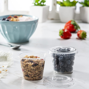 PET Disposable Plastic Cups Household Portion Cups with Insert for Dessert Yogurt <strong>Pudding</strong> <strong>Parfait</strong> for Beer Slush Drinks - Product Image 4