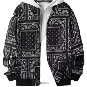 Men'<b>s</b> Hooded Coated Zip-Up Spring Autumn New Arrival Trendy Printed Windproof Fashion <b>Jacket</b> Youth Casual Outerwear - Product Image 1