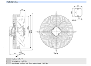 Ventilador axial de CA de 350 mm ebm-papst S4D350-AP08-45 para ventilación industrial y refrigeración en aplicaciones de HVAC y condensadores. - Product Image 2