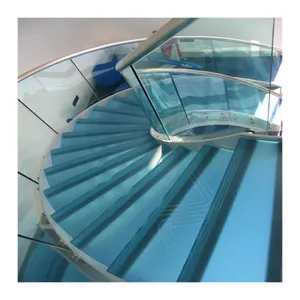 Prima foshan factory glass curved staircase supplier the newest curved steel staircase with glass curved glass staircase