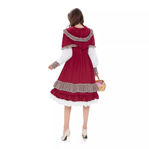 Costume de Rouge-Écharpe pour femme, robe de cosplay d'Halloween avec châle à capuche et tablier, tenue de performance pour fête, 80% tissu - Product Image 3