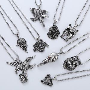 Collar de Acero Inoxidable Estilo Hip Hop para Hombre, Colgante de Animales, Cadena con Colgante de Dragón, Serpiente, Halcón, Águila, Elefante, Mono, Lobo, Joyería, Regalo - Product Image 1
