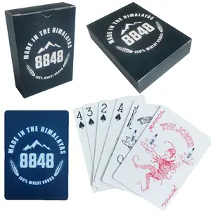 Fabriek Texas Hold Em Pvc Groot Lettertype Woord Goud Rood Groen Blauw Koffie Verkoop 100% Plastic Aangepaste Afdrukken Poker Kaarten Speelkaarten