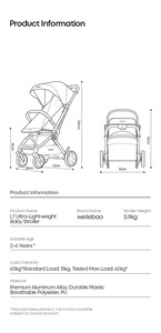 Cochecito Weilebao Kinderwagen Stroller One Fold, el mejor cochecito plegable automático, ligero, <span class=keywords><strong>de</strong></span> aleación <span class=keywords><strong>de</strong></span> aluminio, con ruedas 360, capacidad <span class=keywords><strong>de</strong></span> carga <span class=keywords><strong>de</strong></span> 15 kg - Product Image 6