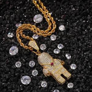 <span class=keywords><strong>Collier</strong></span> d'astronaute connecté, pendentif d'astronaute CZ, en zircone cubique, de style rappeur pour garçons - Product Image 4