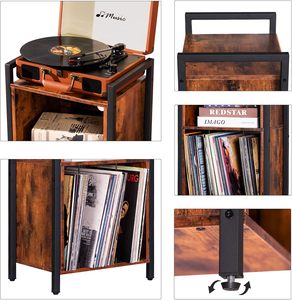 <span class=keywords><strong>Meuble</strong></span> de rangement moderne en métal et bois pour disques vinyles, support de platine pour salon, chambre et maison - Product Image 6