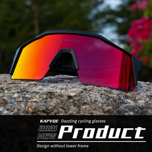 Kapvoe Cycling Sunglasses Polarized Windproof Full Rim <b>Adjustable</b> Strap For Outdoor Sports Multi Functional Riding <b>Glasses</b> - Product Image 5