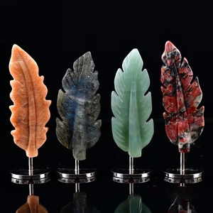 Adorno de Pluma Tallada en Cristal Natural Mixto al por Mayor, Escultura de Pluma de Piedra Curativa, Decoración para el Hogar y Escritorio - Product Image 4