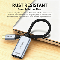 Adaptateur de câble vidéo Type C 4K 60Hz, coque en alliage d'aluminium tressée en nylon, convertisseur vidéo pour ordinateur portable, tablette, téléphone de type C
