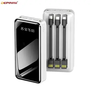 2021 new design detachable 3-wire fast charging power bank high capacity 20000mah charging treasure charging station