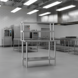 Commercial Kitchen <b>Work</b> <b>Table</b> 43.3x21.7x59.1 Stainless Steel Overshelf Polished Finish Freestanding - Product Image 2