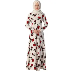 Latest Abaya Designs Muslim Dress Fashion Floral Print Abaya In Dubai Islamic Supplier Clothing For Women Maxi Dresses