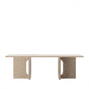 Tavolino da Caffè Newstar Kunis in Marmo Breccia Beige, Design Moderno Rettangolare, Marmo Ceppo <span class=keywords><strong>Romano</strong></span>, Arredamento per Soggiorno - Product Image 4