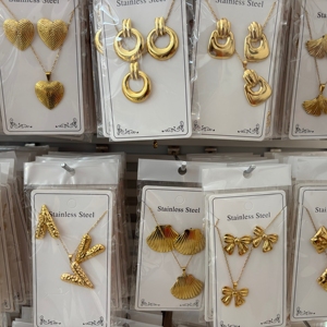 Conjuntos de Joyería de Moda para Mujer al por Mayor, Estilo Mixto, Chapado en Oro de 18 Quilates, Collar y Aretes de Acero Inoxidable - Product Image 5