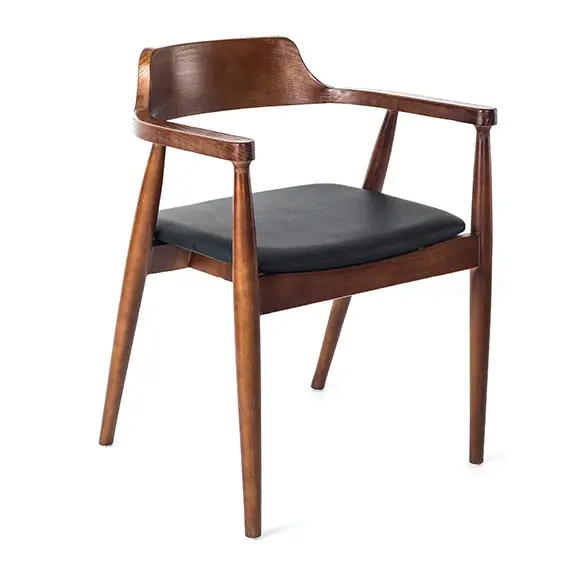 ठोस लकड़ी Midcentury कुर्सी भोजन के साथ ऐश लकड़ी कैनेडी कुर्सी चमड़े की सीट