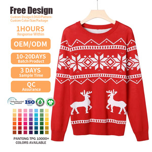 Suéter navideño feo de algodón con cuello redondo para hombre y mujer, diseño unisex familiar, tejido de punto, OEM ODM, para invierno - Product Image 2