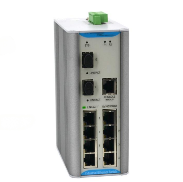 Carat55 Industrial PoE+ Full-Duplex 20Gbps Ethernet Switch 2SFP 8Port 30W EN50155 Certified IP40 DIN Rail Bulk/Custom B2B