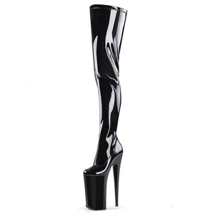 Bottes cuissardes pour femme 10 pouces-26 cm, style célébrité cyber, à talons très hauts et fins, en PU verni, avec fermeture éclair, pour l'hiver - Product Image 2
