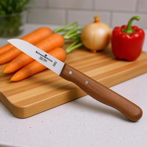 Cuchillo para verduras Schwerkrone de 12 cm, hoja de acero inoxidable, mango de madera, ambidiestro, acabado satinado tradicional, hecho en Alemania - Product Image 3