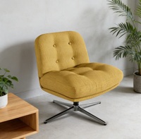 Fauteuil pivotant individuel économique et confortable avec base métallique et assise rembourrée pour salon