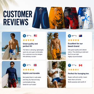 Shorts de surf techniques minimalistes hybrides pour homme, personnalisés, anti-frottement, sublimés, pour la plage, le sport et l'entraînement en salle de sport - Product Image 6