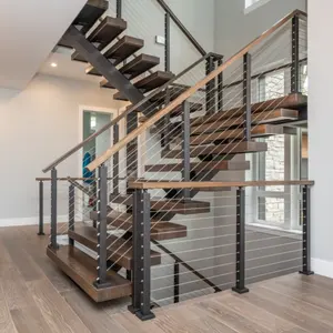 Cbmmart escadas mono, escadas de madeira sólida piso de escadas internas da escada reta