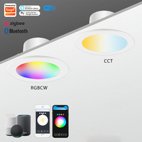 Smart RGBCW LED Downlight 9W App Control Tunable White & RGB Colors ZigBee SigMesh para la iluminación del hogar y la Oficina