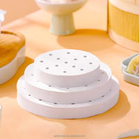 Papier sulfurisé en silicone double face de qualité alimentaire pour la cuisson vapeur, format personnalisé, perforé, pour dim sum, vente en gros B2B, livraison rapide