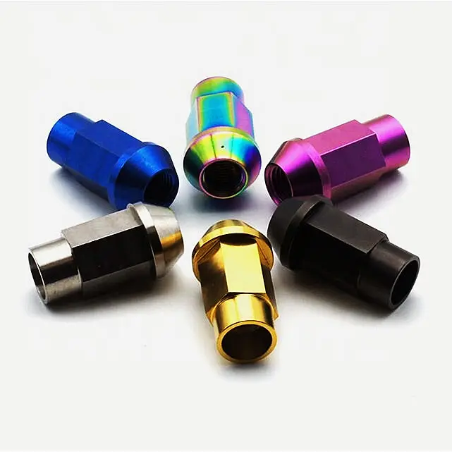 Colorful titanium wheel lug accessories, GR5 titanium wheel lug nut and bolt