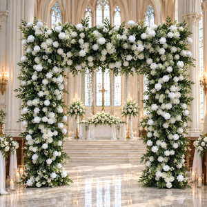 Arche florale carrée SFA016 pour décoration de mariage, arche de fleurs artificielles pour événements, toile de fond florale pour fête - Product Image 2