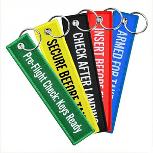 Custom Double Sided Woven Keychain Aviation Flight Accessories Car Keychain Promotional Keychains & Carabiners