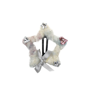 A sweet and girly hair <b>clip</b> with a starry cloud pattern, rhinestone <b>bow</b>, and fluffy texture, perfect for the forehead, bangs, - Product Image 5