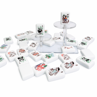 2026 Ivory Vintage Sketch Acrylic American Mahjong Tiles Qipao Lady Panda Bamboo Floral Travel Landscape Print Gift Set