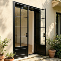 Porte coulissante double en aluminium de style solide avec double vitrage et isolation thermique pour l'extérieur et l'intérieur