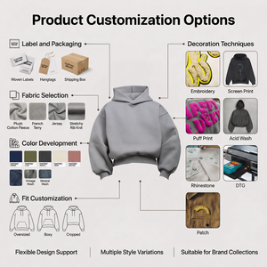 Hochwertiger Uni 520 g/m² Stringloser Kastenförmiger Kurzgeschnittener Schwarzer Hoodie für Herren, Personalisierbar, Unbedruckt, Aus Schwerer Baumwolle, Oversized, Gewaschen - Product Image 4