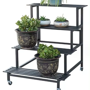 Porte-fleurs en fer Double couche de luxe nouveau carton d'échelle de balcon amovible au sol - Product Image 1