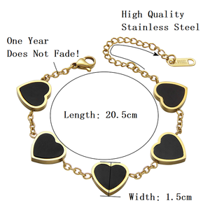 Pulsera Magnética de Acero Inoxidable con Holograma de Corazón, Joyería de Moda Unisex, Ajustable, de Lujo, Chapada en Zinc Negro, con <span class=keywords><strong>Iones</strong></span> <span class=keywords><strong>Negativos</strong></span> - Product Image 3