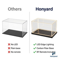 Boîte de présentation en acrylique avec éclairage LED pour modèles de voitures miniatures 1:18 1:24 1:43, vitrine anti-poussière, base noire, personnalisable
