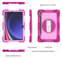 Étui robuste pour tablette avec rotation à 360° pour Samsung Galaxy Tab S9 S9 FE S10 FE S10 Lite 10,9 pouces avec sangle de main et sangle d'épaule