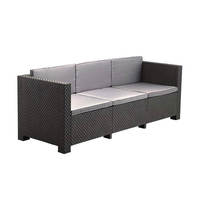 Canapé d'extérieur 3 places Diva Contemporary en polypropylène recyclé, résistant aux UV, en rotin PE, avec coussins en mousse haute densité pour un confort maximal