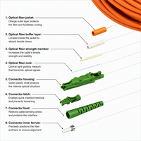 E2000 APC to E2000 APC OM2 Simplex Fiber Optic Patch Cord 50/125 Low Insertion Loss Optical Jumper Cable Custom Length