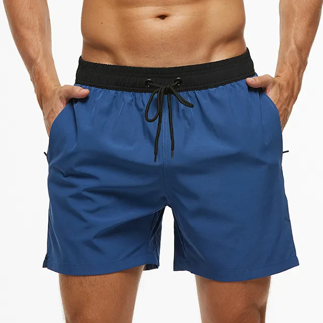 Customized Logo 17 Colors Solid Plain Men Swim Trunks summer shorts men Beach Shorts Swimwear 5 inch inseam beach shorts for men