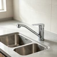 Robinet d'évier de cuisine principal en alliage de zinc de style minimaliste moderne avec noyau en céramique, idéal pour hôtels, appartements et villas