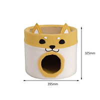 Cave pour chat en velours Teddy à 2 niveaux en forme de Shiba Inu avec griffoir en sisal naturel antidérapant et stable pour intérieur