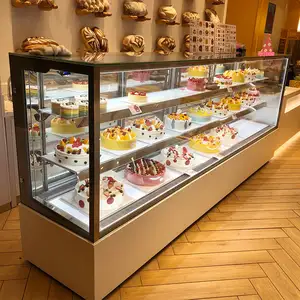 Commercial Cake Display Fridge Marble Curved Glass Cake Bread Pastry Display Refrigerator