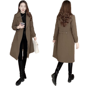 Manteau <span class=keywords><strong>trench</strong></span> vintage chaud en polyester rembourré 2025 pour femmes, épaissi, printemps, automne, hiver, cintré à la taille, amincissant, <span class=keywords><strong>mi</strong></span>-<span class=keywords><strong>long</strong></span>, évasé - Product Image 1