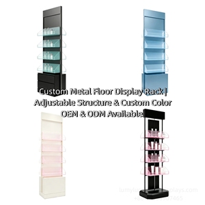 Support de présentation rotatif double face en métal pour soins de la peau avec base de rangement pour masques faciaux et cosmétiques (vente au détail) - Product Image 5