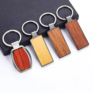 Wholesale Promotional Blank Car Key ring Sublimation Luxury Wood Key chain Custom Brand Logo Wooden Keychain