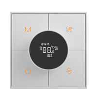 Thermostat intelligent Laffey Y19AS KNX, commande par bouton, refroidissement, chauffage, ventilation, norme britannique, montage mural, couvercle métallique 90 mm, 24 V CC
